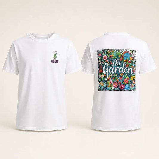 T-shirt blanc The Garden – Illustration florale CBD Shop The Garden Bio